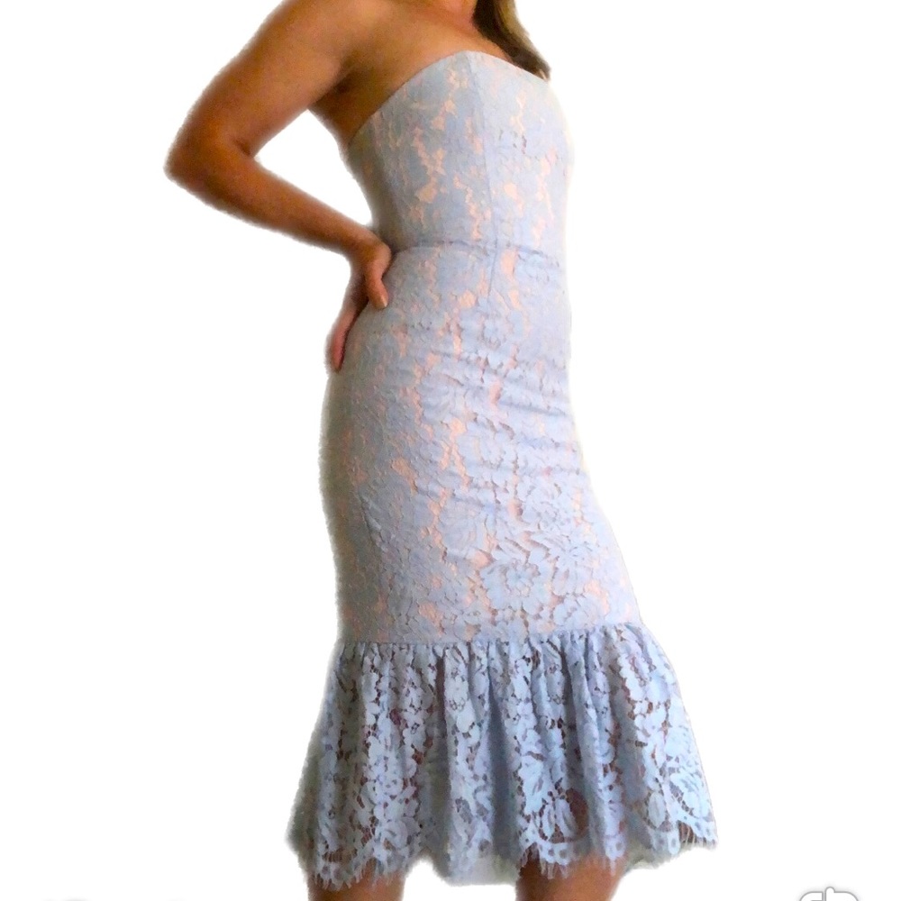 Keepsake the Label pale blue lace strapless dress size S